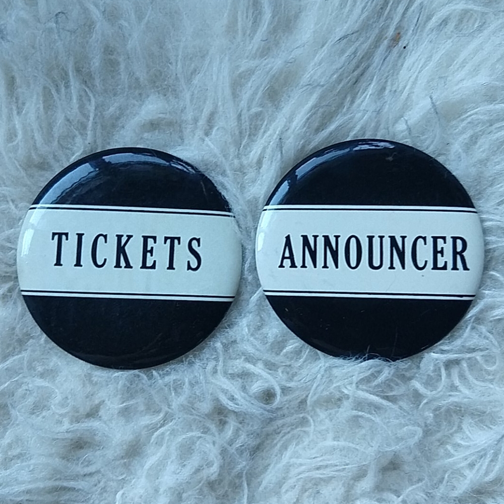 Large Vintage Buttons Pins Auction Black and White 3.5"